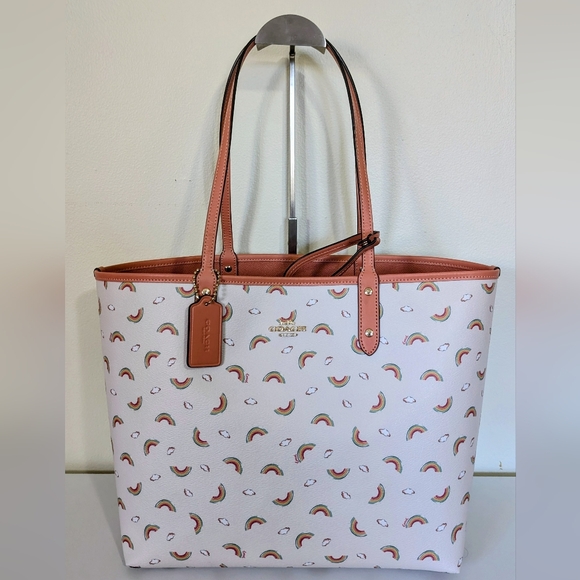 Coach Rainbow Reversible City Tote Bag With Matching Detachable Wristlet - Picture 2 of 15